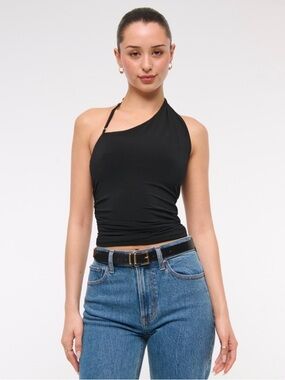 Abercrombie & Fitch Black One-Shoulder Halter Tank
